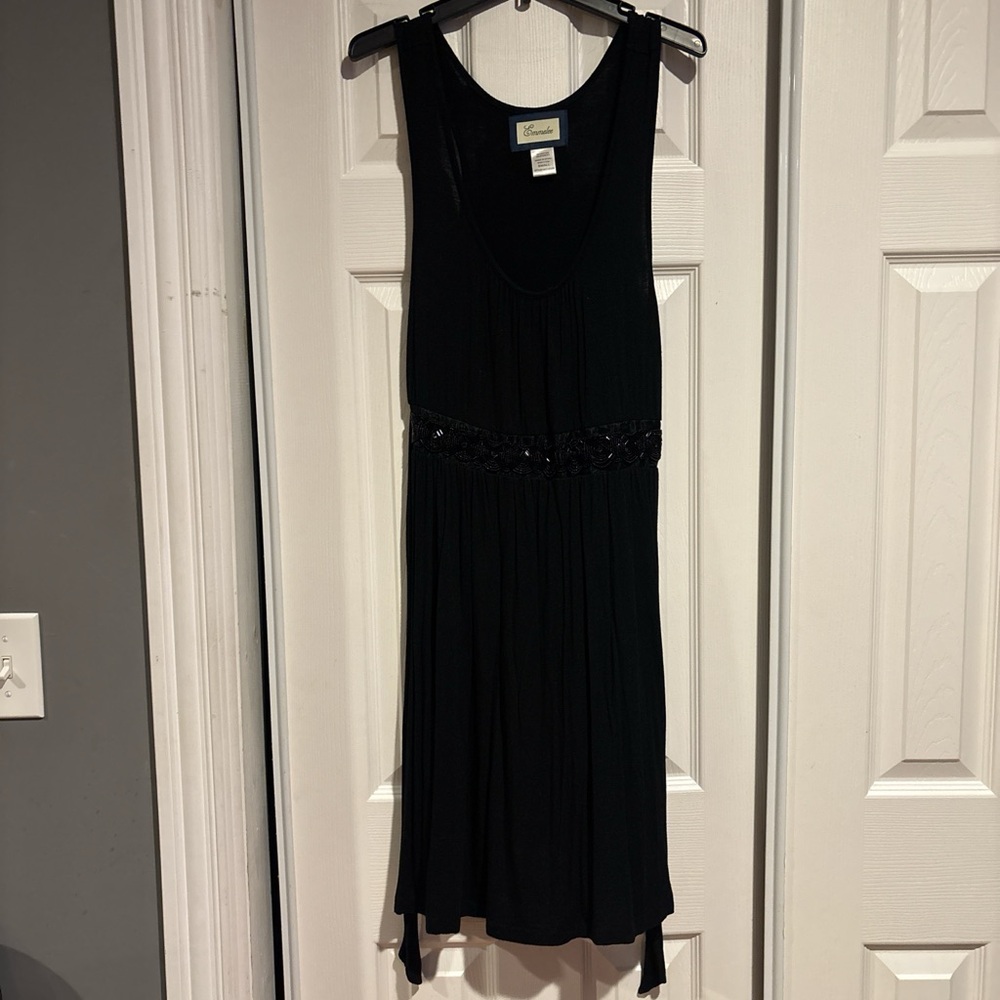 Emmelee for F.C. Black Sleeveless Midi Dress with Beaded Waist